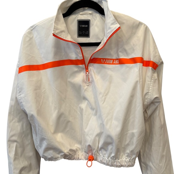 FIRM ABS Jackets & Blazers - FIRM ABS White Orange Stripe Cropped Track Jacket‎ Athletic Pullover Womens XL